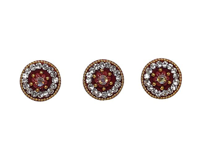 Sunaina Love Collection Maroon Fabric Big Size Round Bindis for Women & Girls [LC077]-image-47
