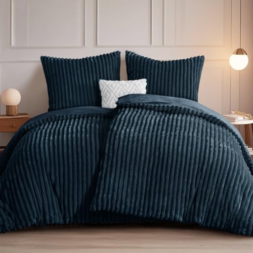 Weihnachtsbettwäsche Blau 27 RUIKASI Winter Flanell Bettwäsche 135 x 200 4teilig Blau - Plüsch...