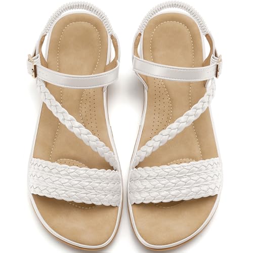 Aomigoct Women's Summer Sandals, Strappy Flats, Casual Shoes