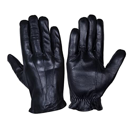 WASPRO Genuine Leather Gloves, Pure leather fashion gloves, Lambskin leather gloves, motorcycle gloves (Medium, Black)
