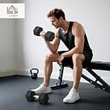 HOMCOM 2x20KG Rubber Hex Dumbbell Portable Hand Weights Dumbbell Home Gym Workout Fitness Hand Weight - Image 2