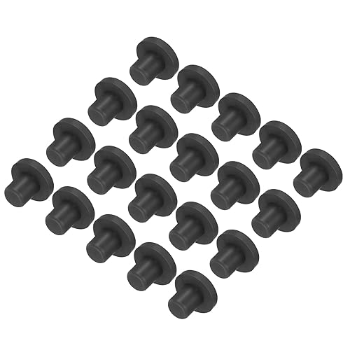 Image of UXCELL High Temp Silicone T-Shaped Solid Rubber Stopper Hole Plugs for Powder Coating & Plating - Waterproof & Sealing - Black, Pack of 20 (OD 15mm)