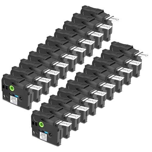 Cruxer 20 Pack Replacement for Brother P-Touch TZe-S251 AZe-S251 Extra Strength Adhesive Laminated Tapes，Black on White 0.94'' 24mm x 8m Compatible for Brother PT-P700 PT-E550WVP PT-P750W PT-2730VP