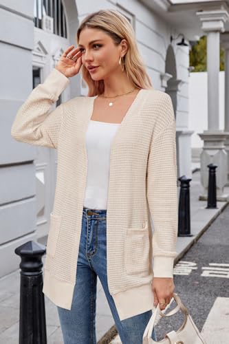 Image of STYLEWORD Women's Fashion Cardigan Sweater Lightweight Open Front Long Casual Beach Kimonos Outfits with Pockets