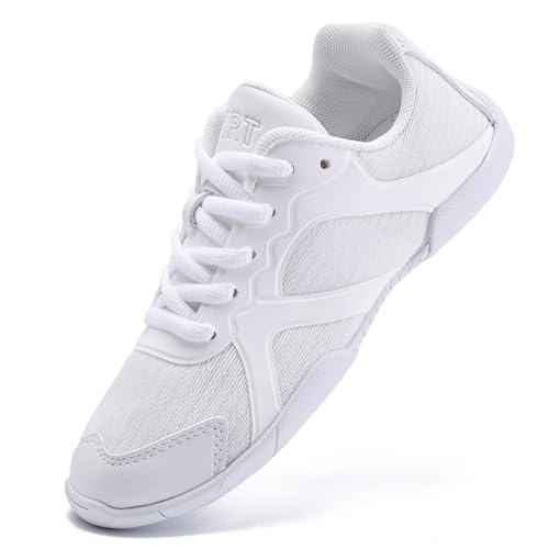Image of Youth Cheer Shoes Girls White Cheerleading Shoes Dance Athletic Training Breathable Fabric Dancing Lightweight Competition Comfortable Sport Kids Girls Cheer Sneakers