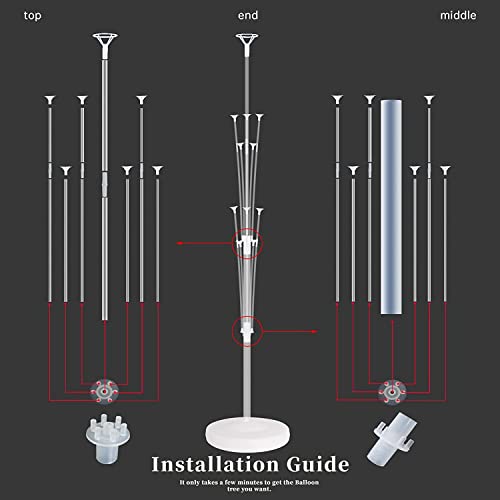 Image of Balloon Column Kit for Floor-Balloon Columns with Stand, Base and Pole,Balloon Tower Backdrop Decoration for Wedding, Baby Shower, Birthday Party, or Bachelorette Parties (WHITE)