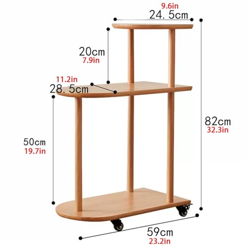 Étagère à fleurs en bois pour balcon et salon support plantes à roues - 3