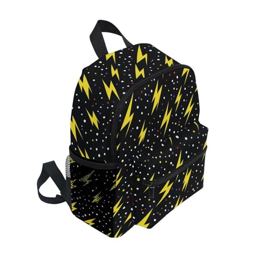 Lightning Bolts Black Preschool Backpack Yellow School Backpack Daycare Bookbag for Kids 3-82