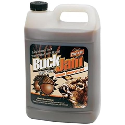 EVOLVED HABITATS Buck Jam Honey Acorn Flavored Salty Sweet Liquid Deer Attractant - Instant Mineral Lick - Powerful Ready-To-Use Year-Round Beneficial Food Supplement for Deer - 1 Gallon Cover