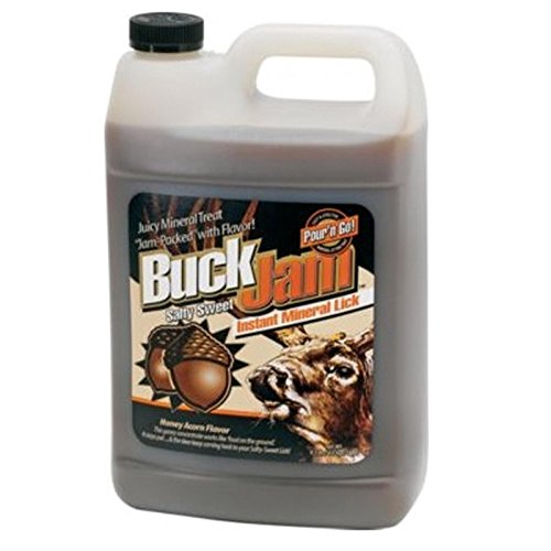 EVOLVED HABITATS Buck Jam Honey Acorn Flavored Salty Sweet Liquid Deer Attractant - Instant Mineral Lick - Powerful Ready-To-Use Year-Round Beneficial Food Supplement for Deer - 1 Gallon