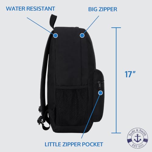 Image of Yacht & Smith 48 Pack 17 Inch Wholesale Children's School Backpack, 12 Assorted Colors - Bulk Water Resistant Knapsacks For School Age Kids (48 Pack Black)