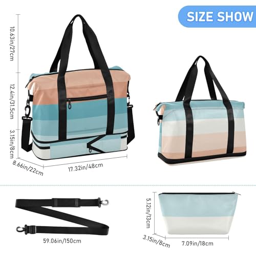 Bolsa de gimnasio plegable a rayas que soluciona la separación de ropa húmeda 3