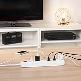 Listwa zasilająca Hama z 6 gniazdami (listwa z przełącznikiem do oszczędzania energii, gniazda obrócone o 45 stopni, kabel 1,4 m, certyfikat GS, listwa zasilająca do domu lub biura) – biała