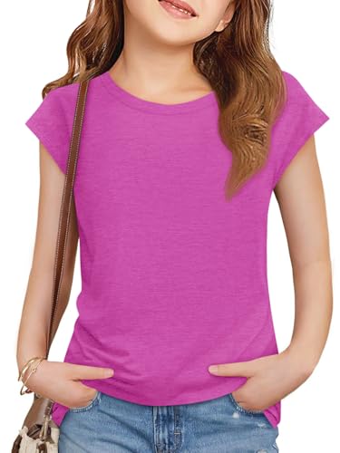 Image of Imily Bela Girls Short Sleeve T Shirts Crew Neck Cap Sleeve Tank Tops Casual Loose Summer Shirt Kids 5-14 Years