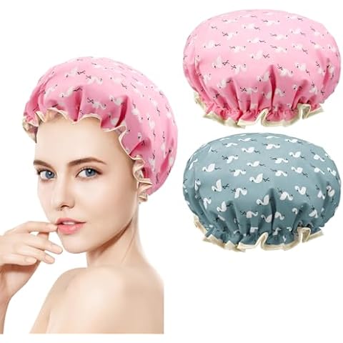 RENKE Waterproof Double Layer Shower Caps Cover