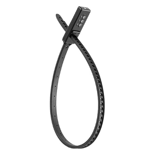 Image of Bicycle Zip Lock, 3-Digit Combination Zip Tie Style, Adjustable Resettable Cable, Sleek & Modern Design for Bike, Luggage, Backpack, Helmet, Toolbox, and Outdoor Equipment - Black