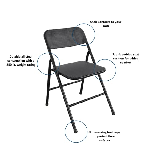 Image of CoscoProducts Premium 5-Piece Table & Chair Dining Set, with 34 inch Vinyl Top Card Table and 4 Fabric Padded Seat & Back Folding Chairs, Black