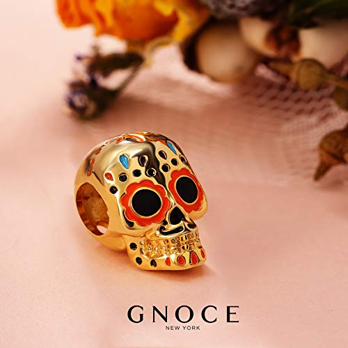 Image of GNOCE Skull Pendant Charm Silver Dangle Charms Bead fit Bracelet /Necklace Jewelry Gift for Women Men