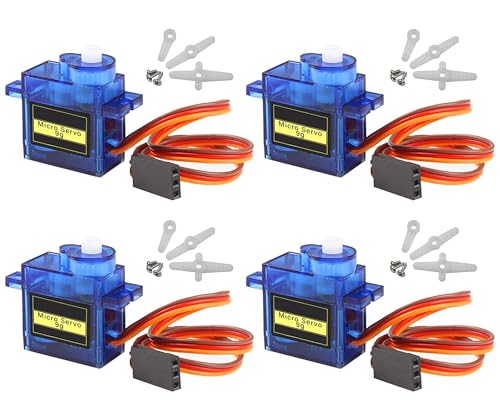 Quantità sufficiente: Viene fornito con 4 pezzi di micro servomotori, insieme a bracci multipli e viti di montaggio, il set completo è facile da usare, quantità sufficiente per lungo tempo.