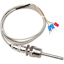 k Type Probe PT100 Temperature Sensor 50200mm Probe 1/2" N-P-T Threads with 15m Cable -58F-572Length 3Meter,100mm