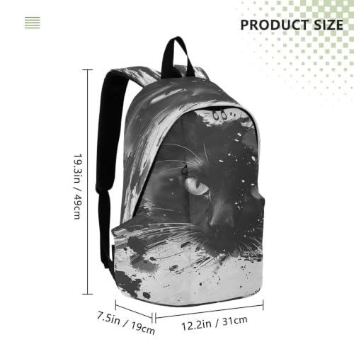 Sac à dos pour ordinateur portable chat noir confortable contre le mal de dos