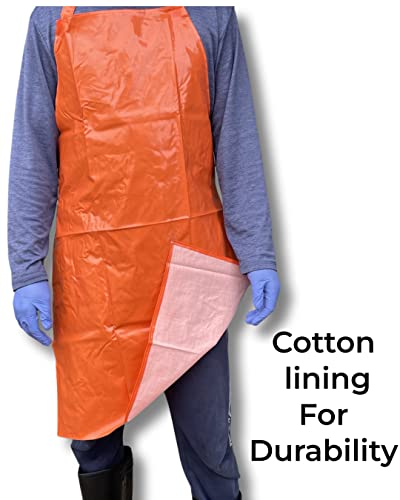 Image of Waterproof Aprons for Diswashing, Chemical Handling, Meat Cutting, Liquid handling, Durable, Multi purpose (24 * 36, ORANGE, 1)