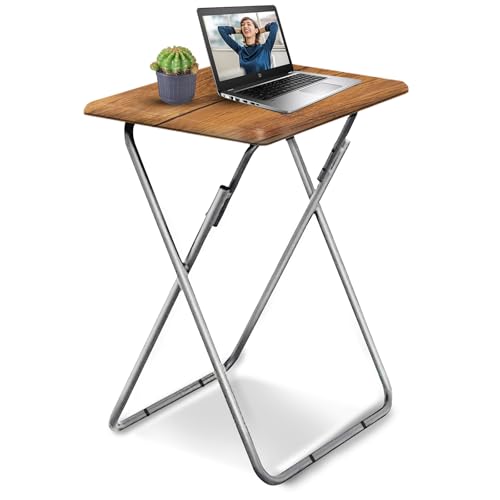 Image of Tv Trays Folding Tv Table, Dinner Table for Eating with Sturdy Metal Frame, Small Foldable Snack Trays Table for Living Room, Couch,Sofa, Bed, No Assembly Required,15 x 18.9in(Yellow Brown,1pcs)