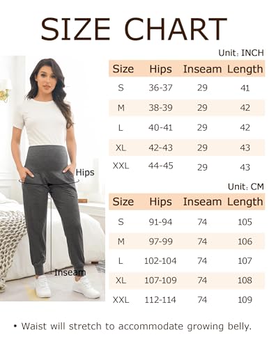 Fitglam Women'S Maternity Pants Over Belly Lounge Pajamas Clothes Pregnancy Must Haves Joggers With Pockets Heather Grey thumb #5