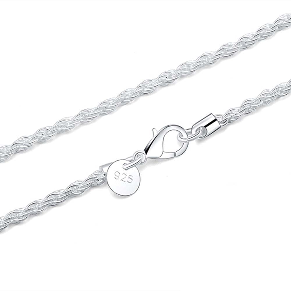 925 16/18/20/22/24 Zoll 4 mm volle Glatte Perlenkette Halskette für Damen Herren Hochzeitsschmuck