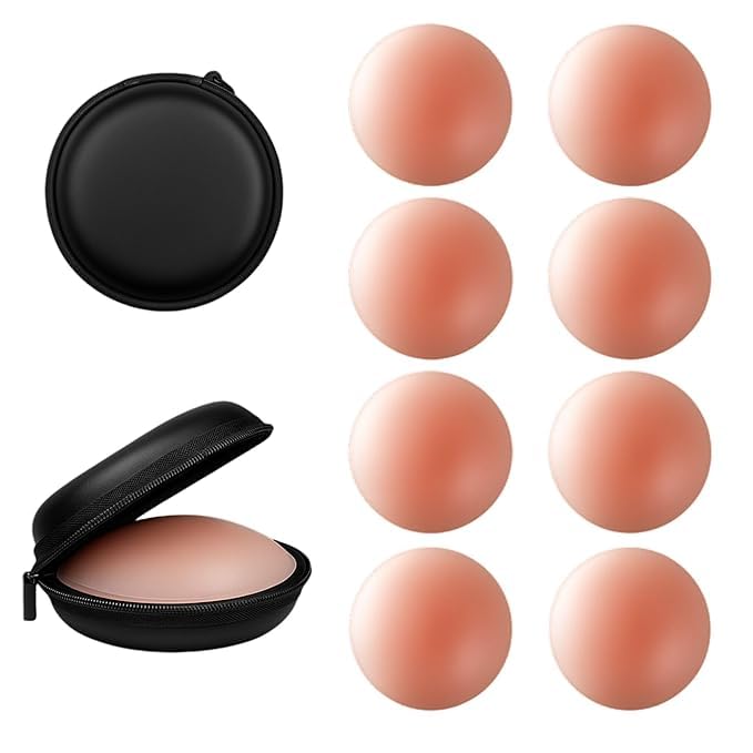 Premium Reusable Silicone Nipple Covers for Women – Invisible Adhesive Nipple Pasties (4 Pair Set) – Seamless Nude Stickers, Bra Alternative for Backless, Strapless & Sheer Outfits with Storage Case-picture-39