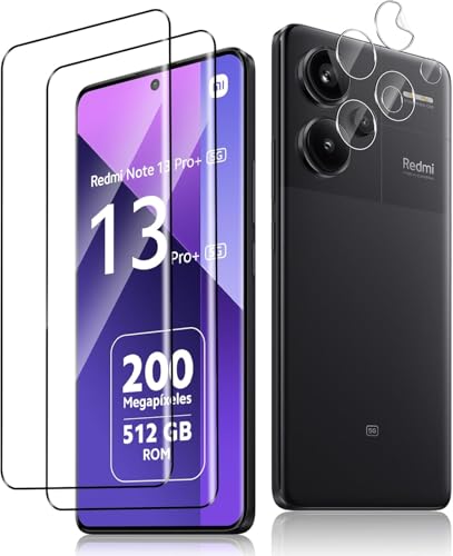QULLOO für Panzerglas für Xiaomi Redmi Note 13 Pro Plus 5G, 2+2 Stück Screen Schutzfolie + Kameraschutz Folie, Ultra-HD ...