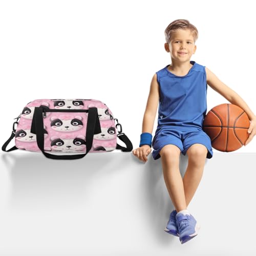 Beautiful Cartoon Panda Kids Duffle Bag Boys Girls Small Sport Dance Gym Bag for Overnight Travel Weekender Carry On2