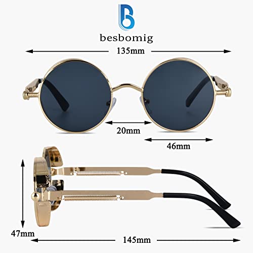 besbomig Retro Circle Sunglasses Steampunk Style Eyewear - Vintage UV400 Protection Polarized Sunglasses Round Lens Metal Frame for Men Women Unisex steampunk buy now online besbomig Retro Circle Sunglasses Steampunk Style Eyewear - Vintage UV400 Protection Polarized Sunglasses Round Lens Metal Frame for Men Women Unisex steampunk buy now online