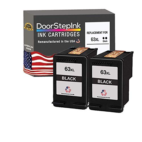 Super Big Clearance! DoorStepInk Remanufactured in The USA Ink Cartridge Replacements for HP 63XL 63 XL Black 2PK for HP Envy 4511 4516 4527 HP Officejet 3831 3830 3832 HP DeskJet 1110 2130 3635