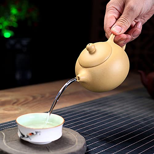 Image of Xishi Teapot 7oz Chinese Zisha Clay Pot Ceramics Purple Sand Mud Kungfu Tea Set Kettle Spherical Filter (Yellow)