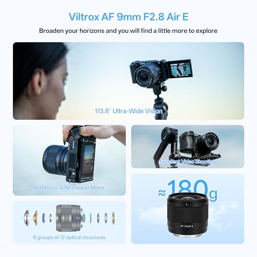 Image of VILTROX AF 9mm F2.8 Air APS-C Lens for Sony E Mount, 113.8 Ultra-Wide Angle STM Prime Auto Focus Portrait Lens Compatible with Sony E-Mount Cameras a7IV a7RV a9II a7CII ZVE1 A1 a6700 a6400 a7iii