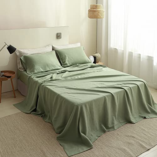 Simple&Opulence French Linen Flat Sheet,100% Natural Flax Bedding Sheet with