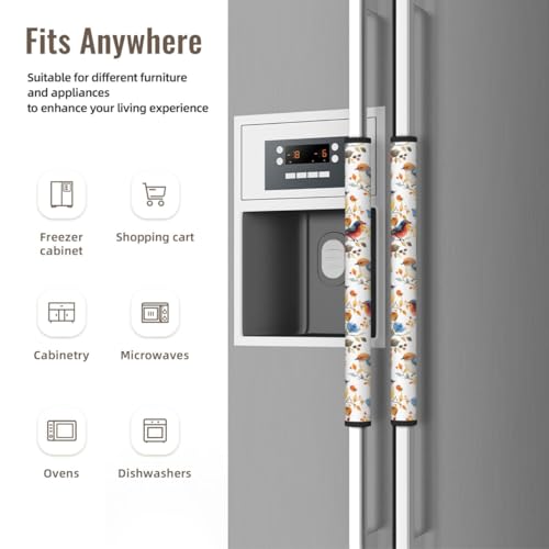 Image of Spring Birds Refrigerator Door Handle Covers Set of 2, Spring Decoration Neoprene Fridge Door Handle Covers Washable Non-Slip Protector for Fridge Dishwasher Appliance, Keep Your Kitchen Clean