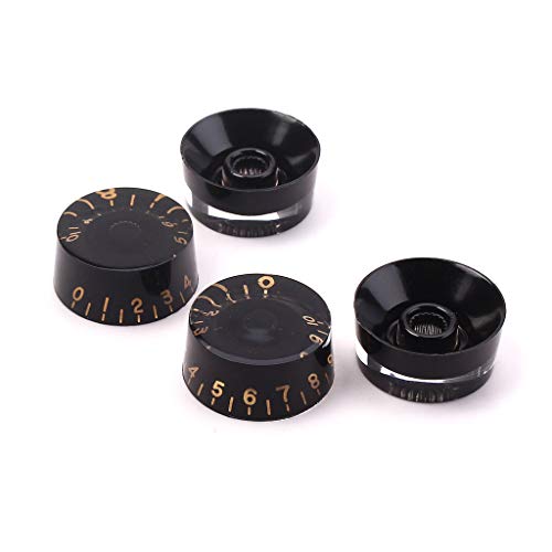 Alnicov Lot de 4 boutons contrastés pour guitare électrique Noir transparent avec mot doré - Les Beatles, Paul McCartney, John Lennon, RIngo Starr, George Harrison Alnicov Lot de 4 boutons contrastés pour guitare électrique Noir transparent avec mot doré – Image 6