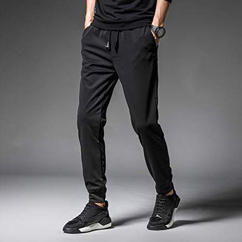 Mens Casual Sports Pants Solid Color with Drawstring Waist and Multiple Pockets for Outdoor and Daily Use3