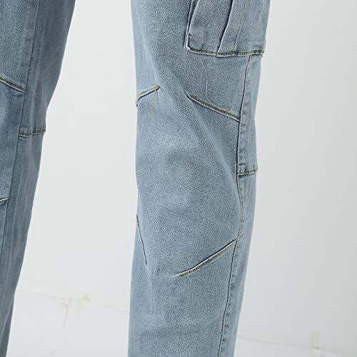 Mens Skinny Cargo Jeans Slim Fit Stretch Casual Fashion Hiphop Jeans Straight Leg Comfort Flex Waist Cargo Denim Pants3