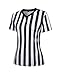 WILLBEFIT Women's Referee Shirt Official Football Basketball V-Neck Ref Jersey for Halloween Costume Umpire Waitress Uniform L