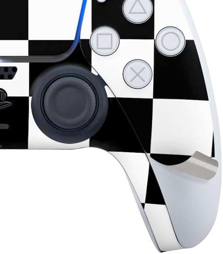 Skinit Decal Gaming Skin Compatible with PS5 Bundle - Black and White Checkered Design