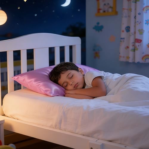 Image of NTBAY 2 Pack Pillows with Stain Pillowcases, Soft Cotton Down Alternative 13x18 Zippered Pillows for Sleeping in Crib Bed - Machine Washable - Breathable Travel Pillow, Light Pink