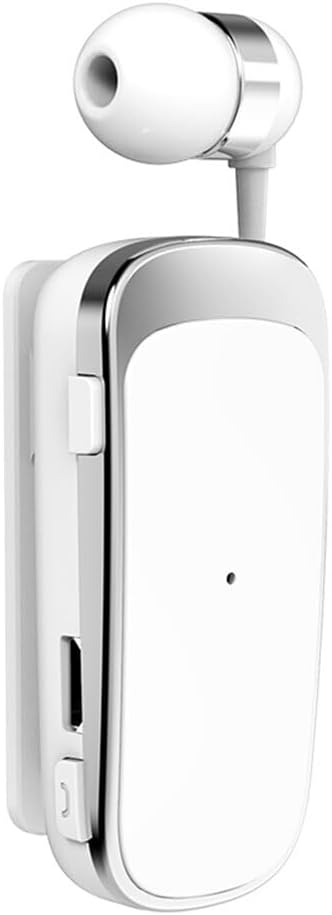 Bluetooth Headset Retractable Clip-on Bluetooth 4.1 In-ear Earphone Wireless Sports Handsfree Headset with Mic Noise Cancelling, Simultaneous Connection of 2 Devices for Driver, Business, Sport