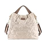 [リズデイズ] トートバッグ レディース 軽量 ナイロン ショルダーバッグ 2way ななめ掛け A4 キルティング (ナチュラル/グレーベージュ)