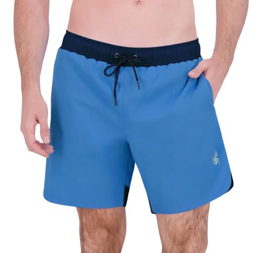 Image of Spyder Men's UPF 30+ Breathable Comfort Stretch Swim Short, Blue, Large