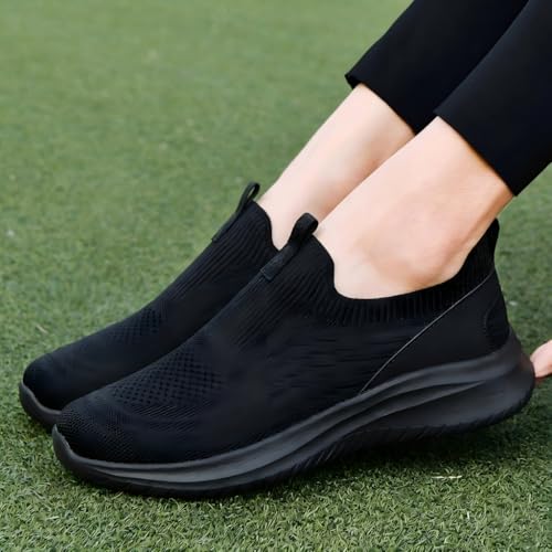 Image of TIOSEBON Women's Walking Tennis Shoes Knit Comfortable Slip on Breathable Mesh Lightweight Sneaker