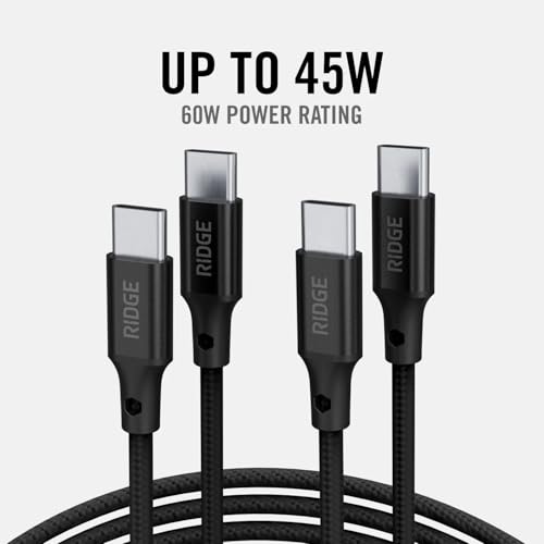 Image of Ridge 45W Charger for Power Bank, Dual USB-C Ports, Laptop-Grade Power with Complete Cable Kit Included - Matte Black