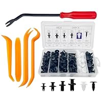Baxcdyswe 100 Stück Befestigungsclips Auto, Universal Spreiznieten, Clips Auto, Befestigung, Kfz Clips Set, Verkleidung, 6 Arten Türverkleidung + 4 Lösewerkzeug Zierleistenkeile + 1 Hebelwerkzeug